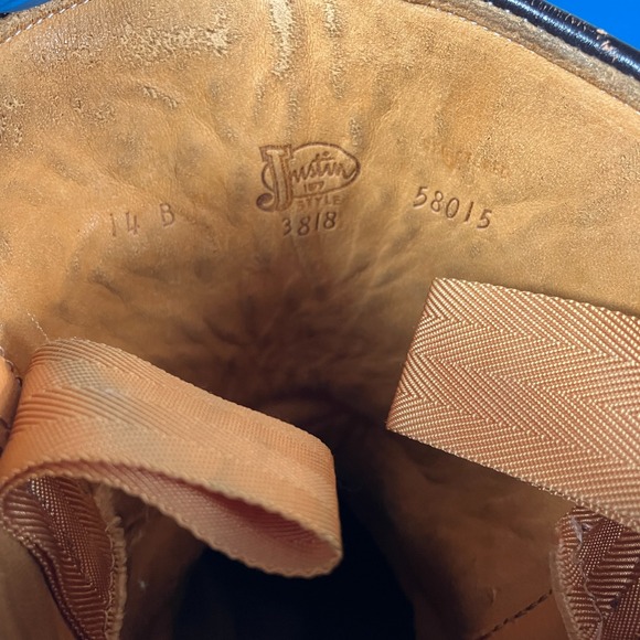 Justin Black Leather Pull On Boots Mens 3818 Ropers 14 B COWBOY PATROL LAWMAN - Picture 7 of 9